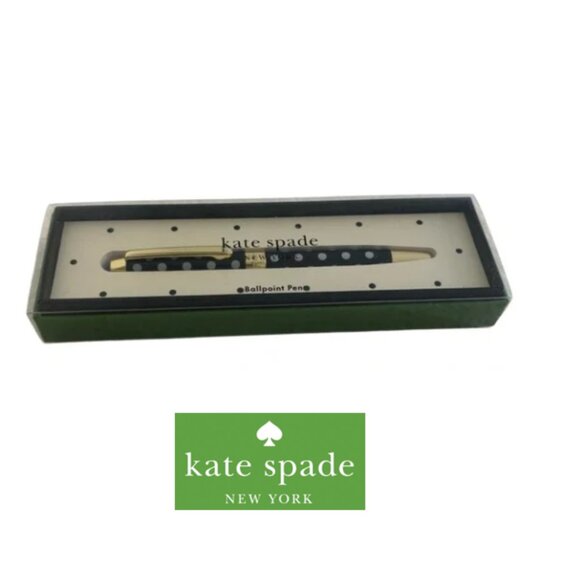 ♠️ kate spade ♠️ To-Do list Ball point pen Black White polka dot NIB - Picture 1 of 10